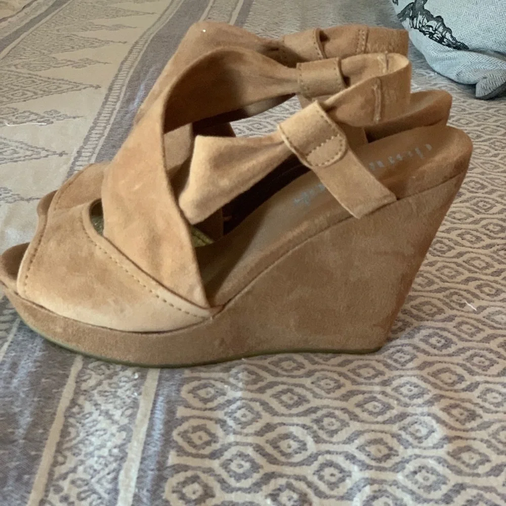 DaniBlack Marlene Platform Wedge in Suede Dust​​​​​​​​​​